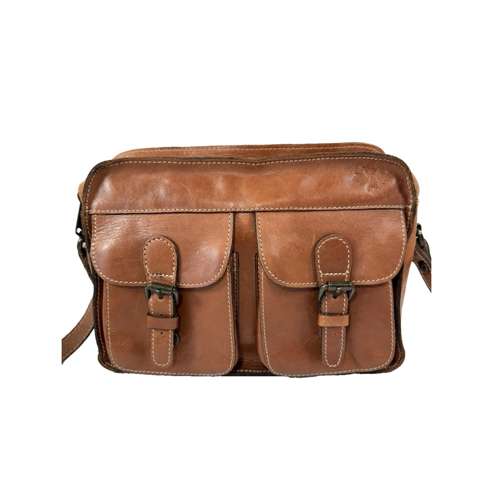 Patricia Nash Cognac Brown Leather Crossbody Bag